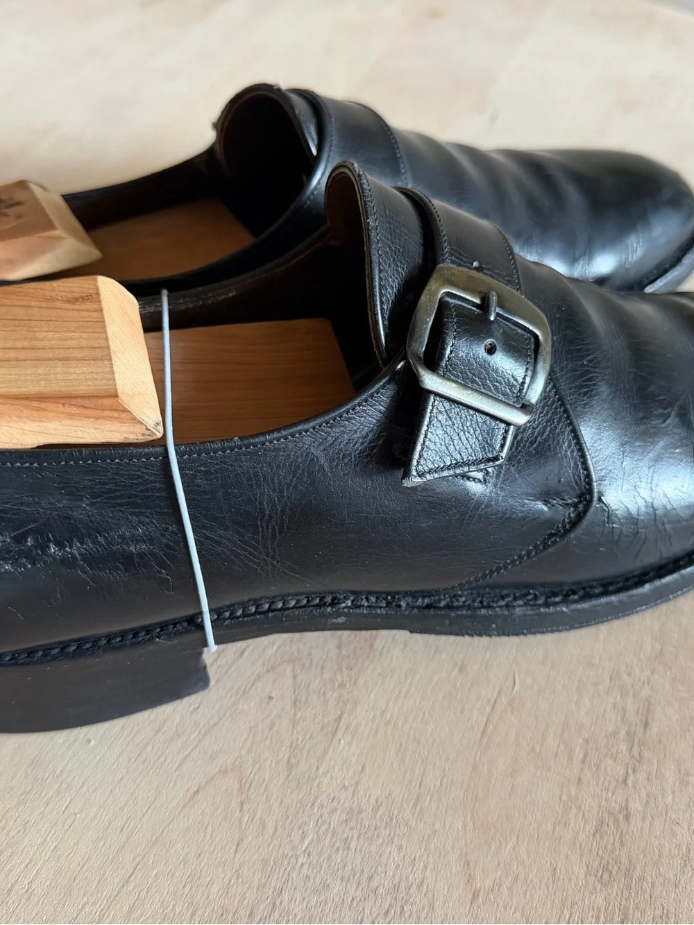 Vintage Allen Edmond DraKe Single Monk Strap Leather Formal Shoes Black Mens 11